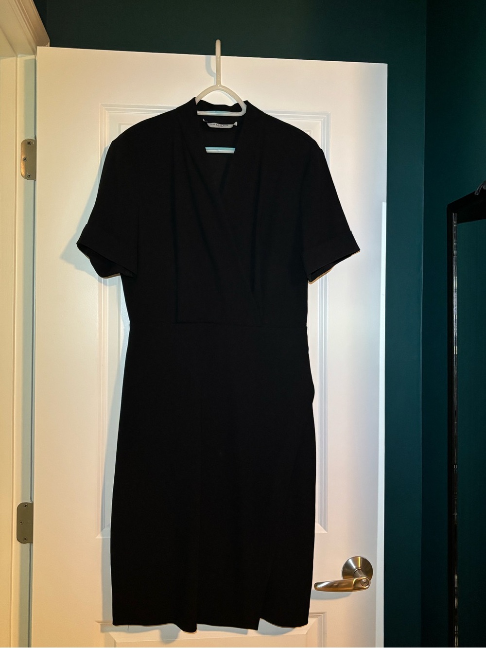 M.M.LaFleur Arlette Wrap Dress - Air Twill Black Midi Dress Size 10